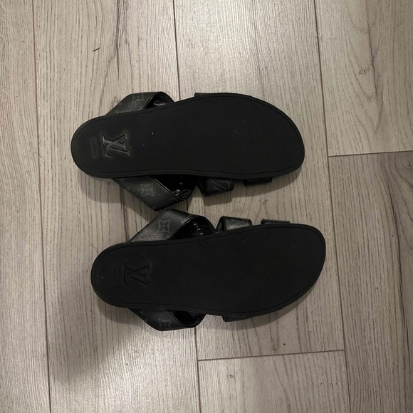 Louis Vuitton Black Monogram Leather Mirabeau Mule Sandals - Picture 3 of 4